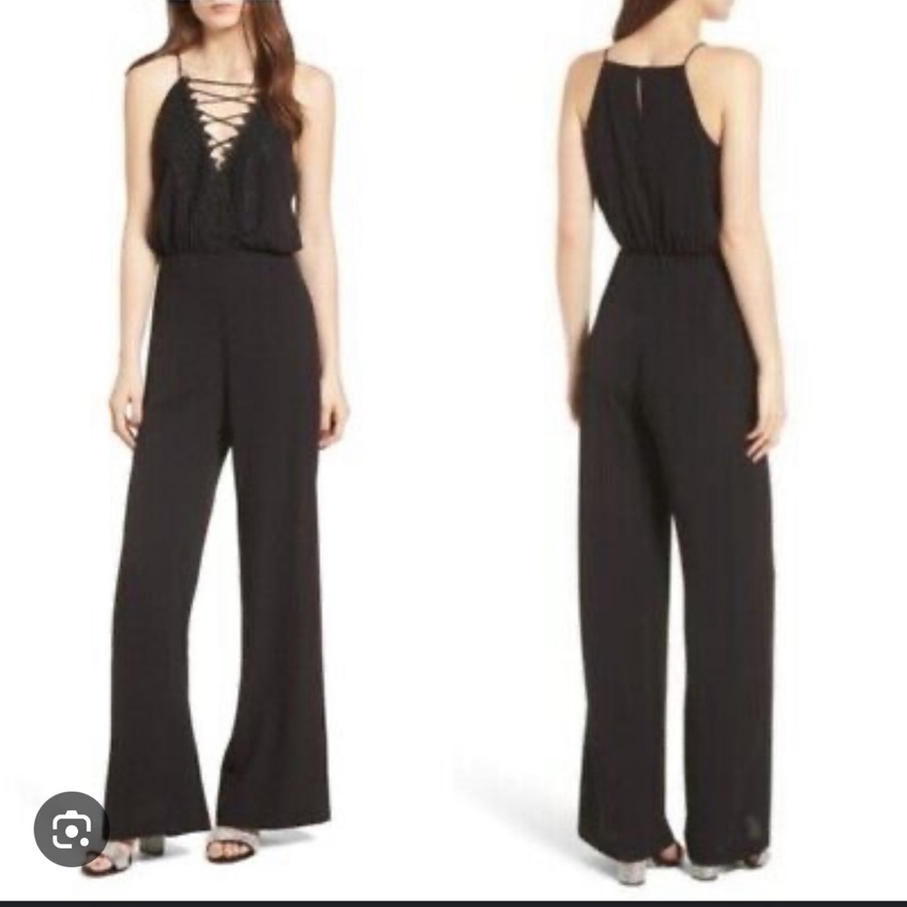 WAYF Black Lace Up Jumpsuit